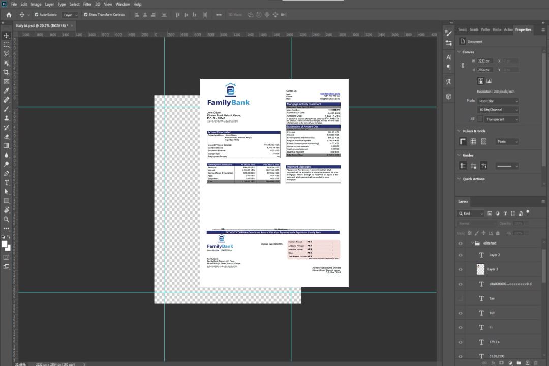Modèle Word et PDF de relevé hypothécaire de la Kenya Family Bank template Modèle Word et PDF de relevé hypothécaire de la Kenya Family Bank template